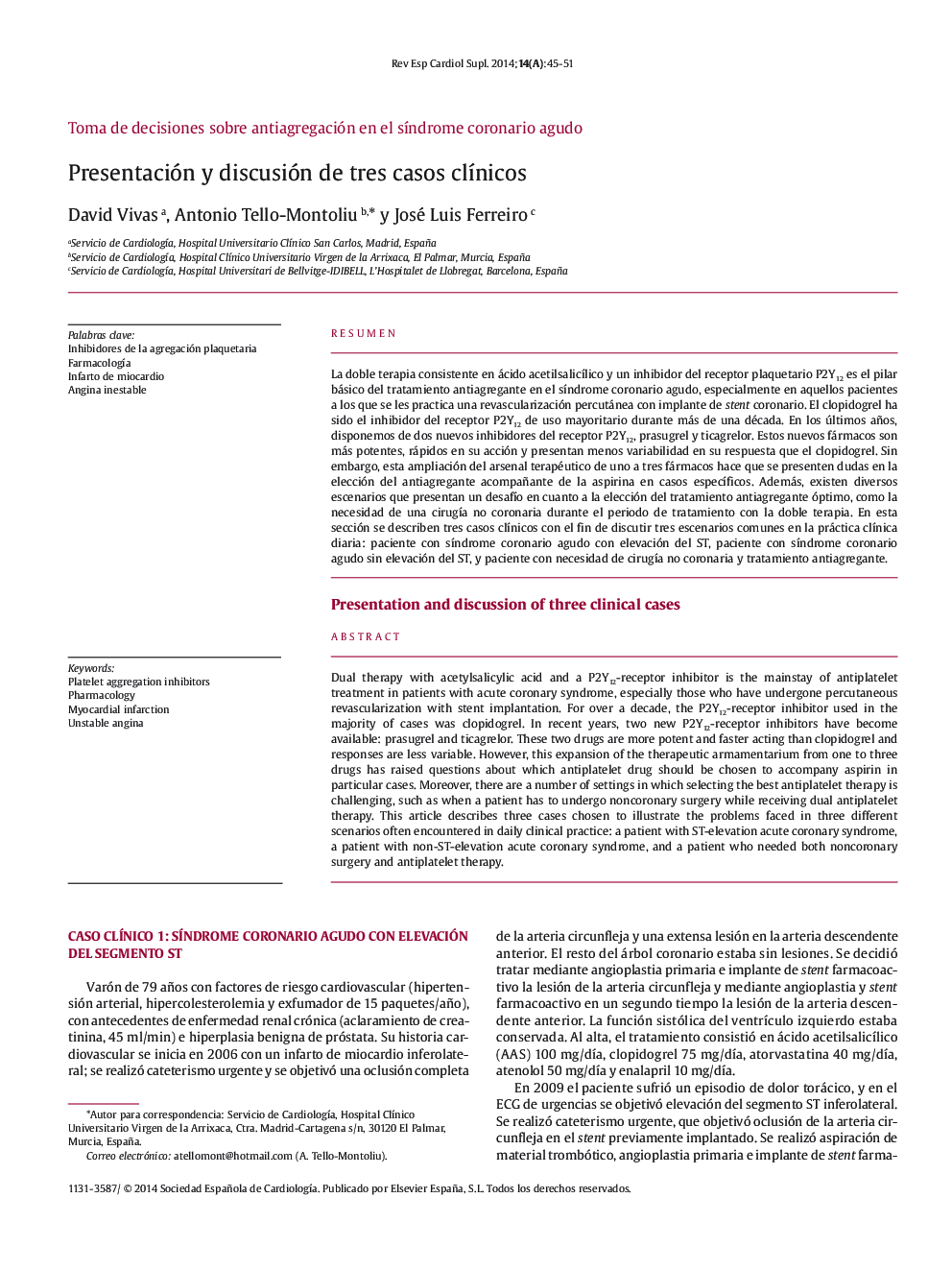 Presentación y discusión de tres casos clÃ­nicos