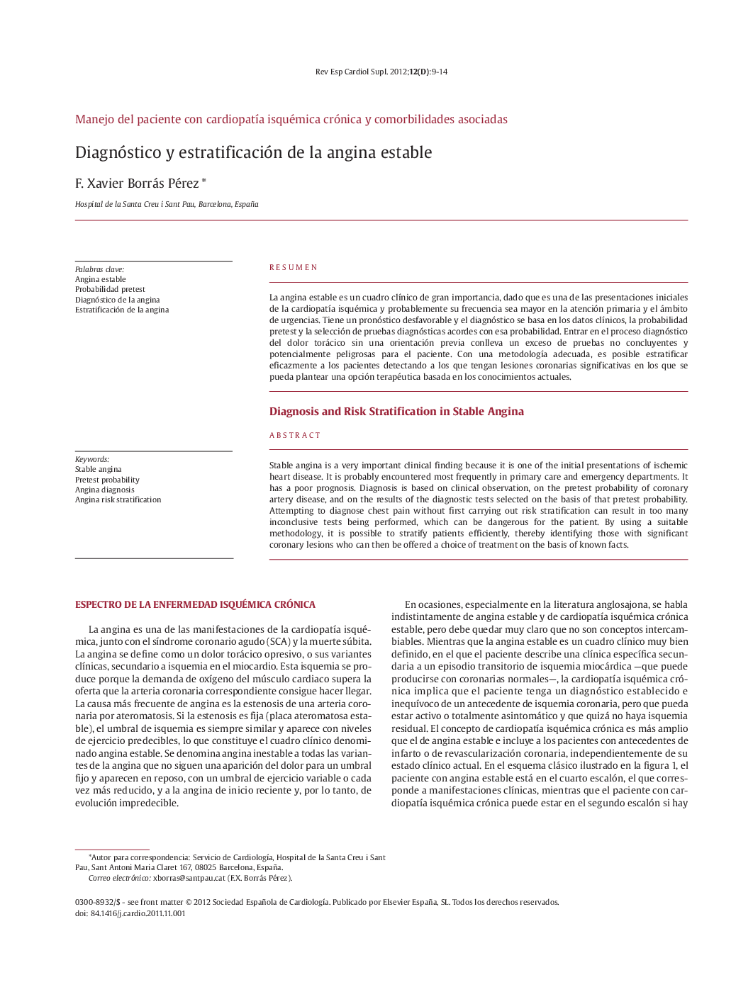 Diagnóstico y estratificación de la angina estable