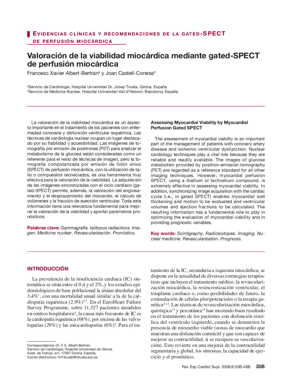 Valoración de la viabilidad miocárdica mediante gated-SPECT de perfusión miocárdica