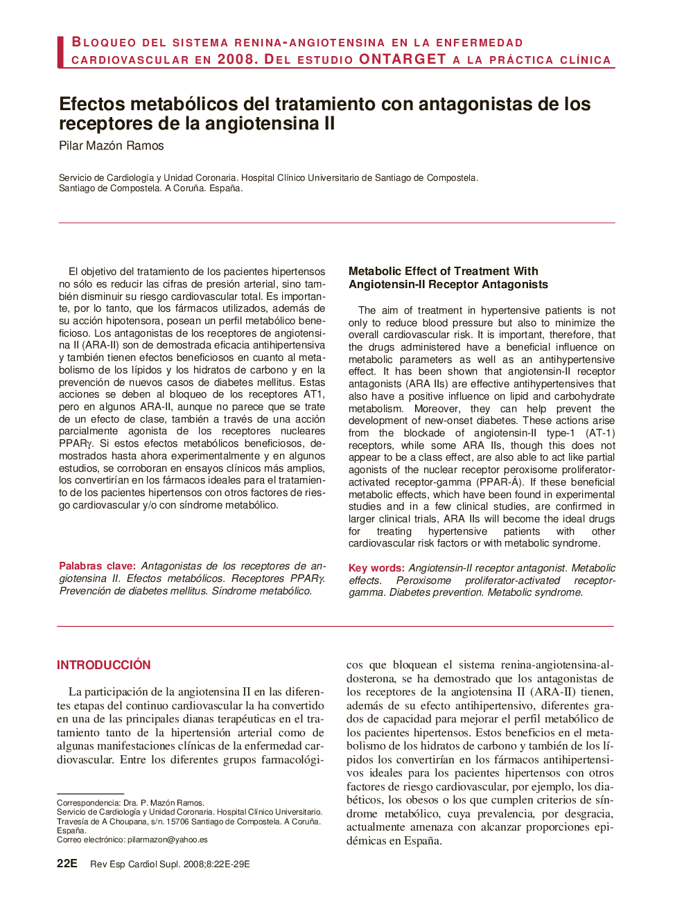 Efectos metabólicos del tratamiento con antagonistas de los receptores de la angiotensina II