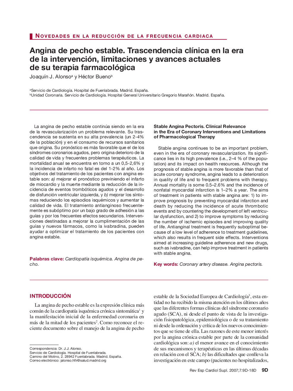 Angina de pecho estable. Trascendencia clÃ­nica en la era de la intervención, limitaciones y avances actuales de su terapia farmacológica