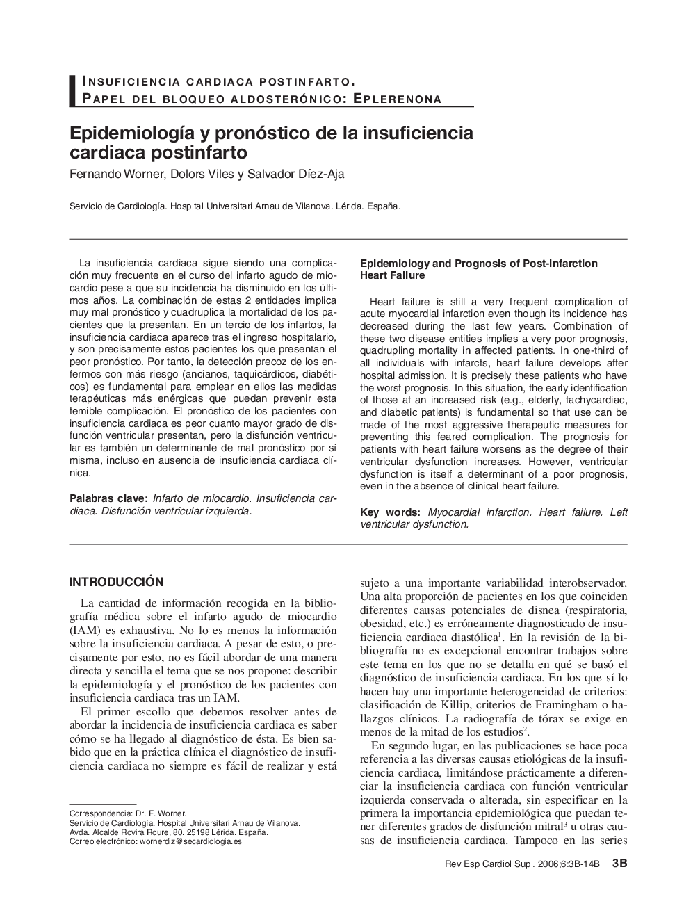 EpidemiologÃ­a y pronóstico de la insuficiencia cardiaca postinfarto