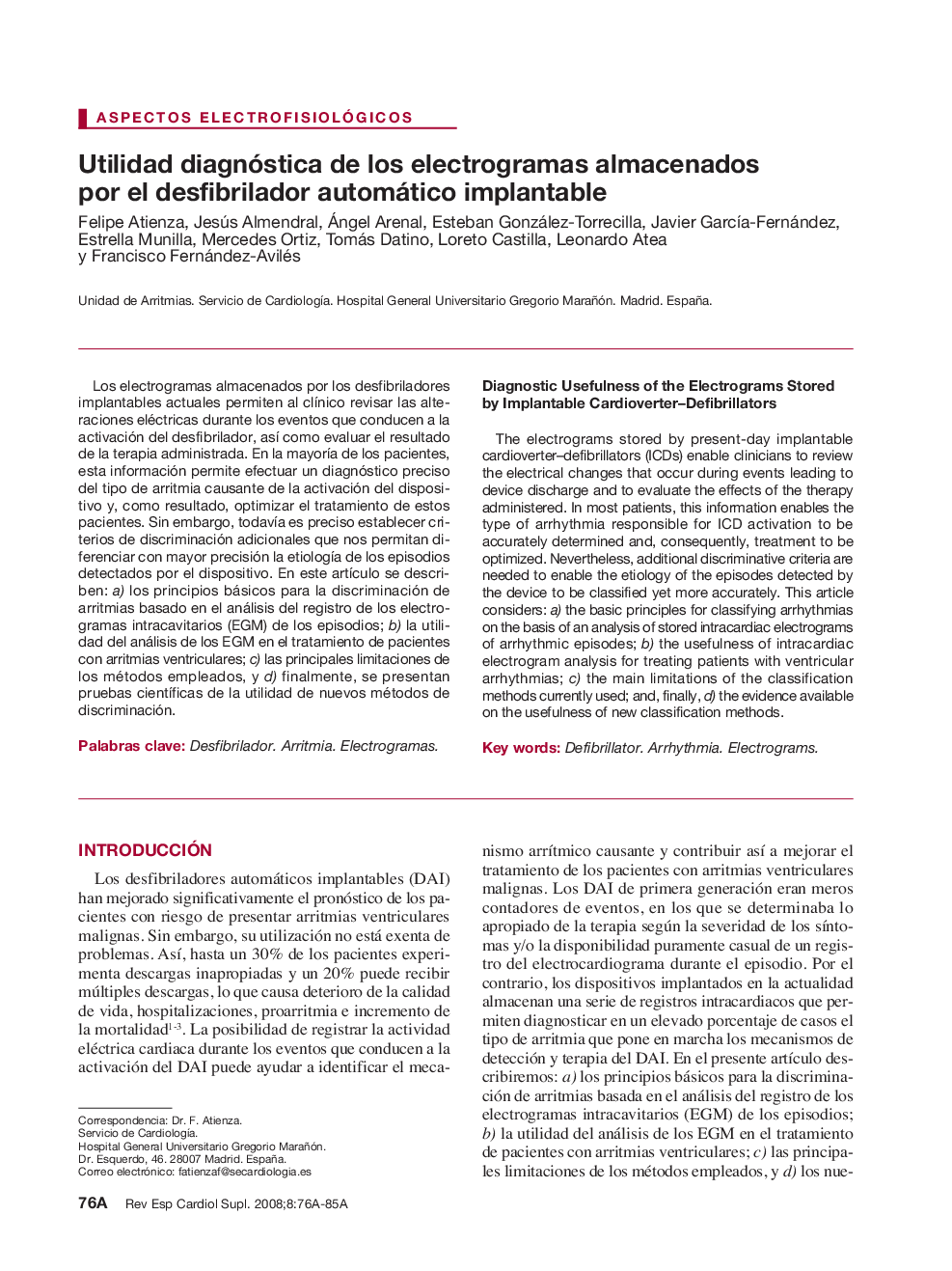 Utilidad diagnóstica de los electrogramas almacenados por el desfibrilador automático implantable