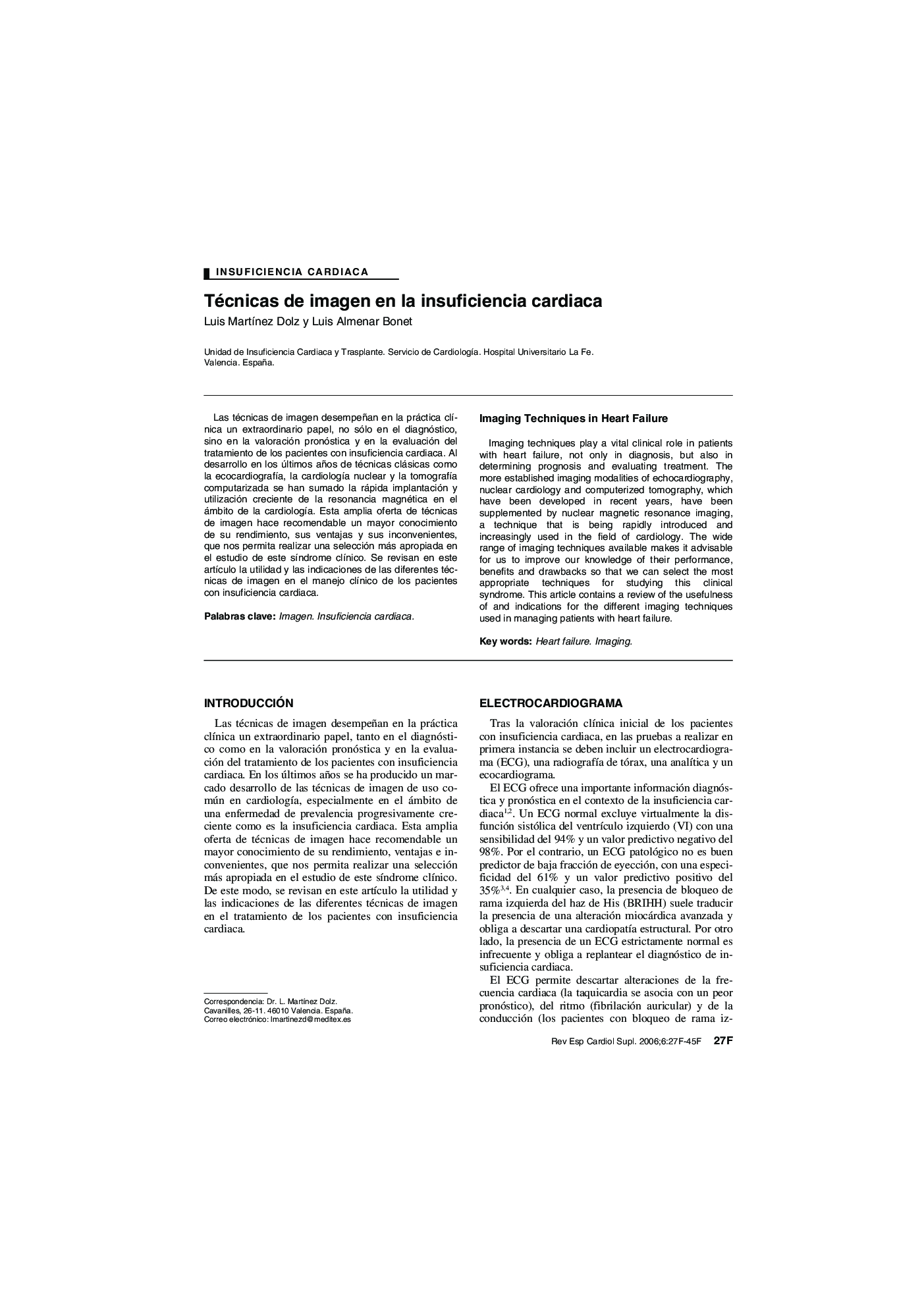 Técnicas de imagen en la insuficiencia cardiaca