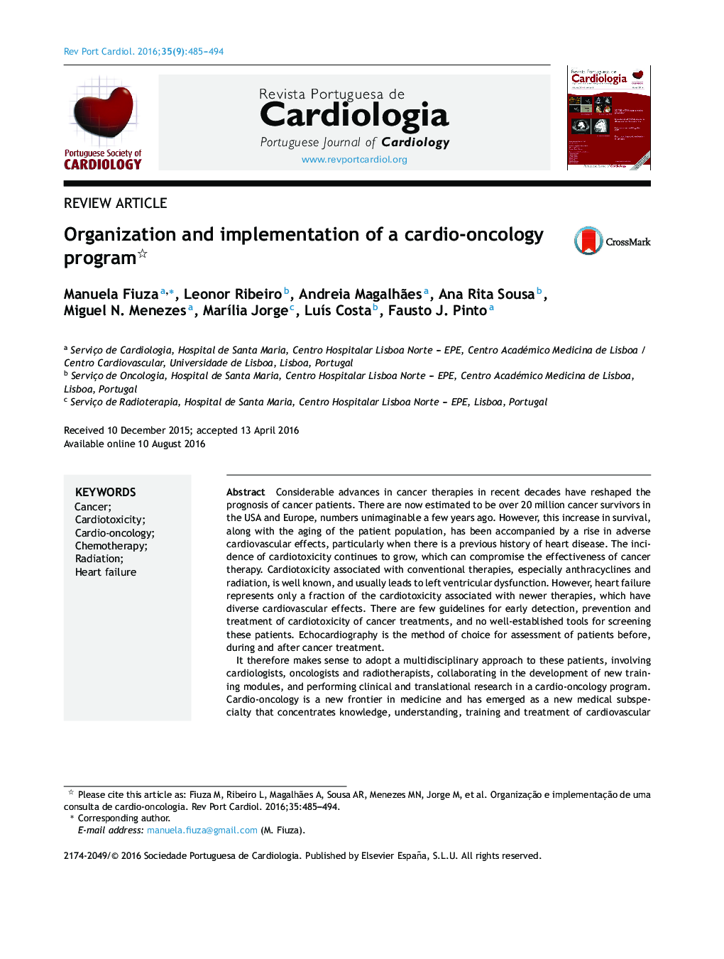 Organization and implementation of a cardio-oncology program 