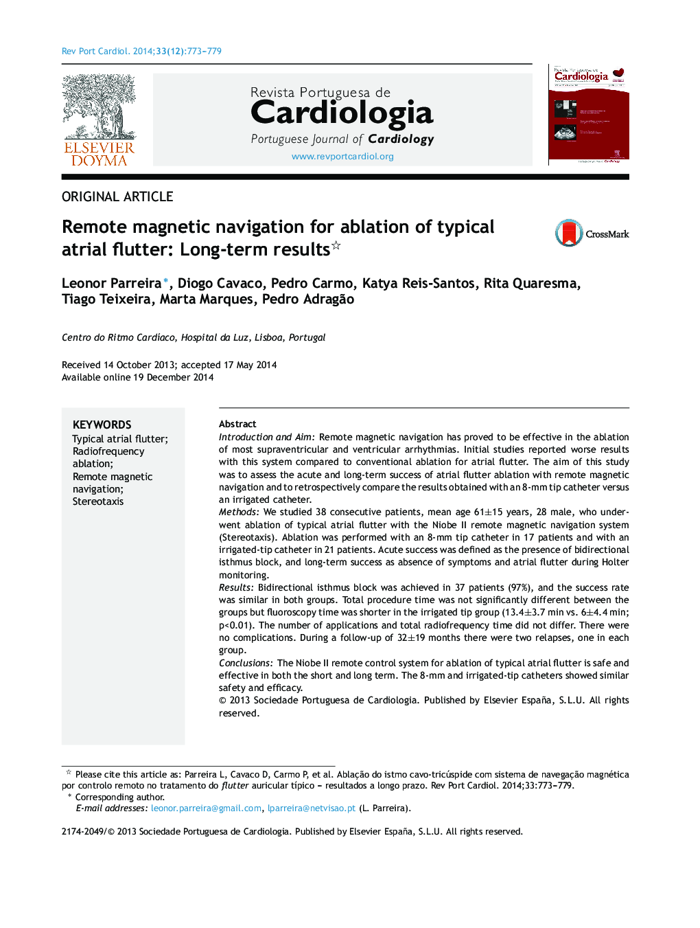 Remote magnetic navigation for ablation of typical atrial flutter: Long-term results 