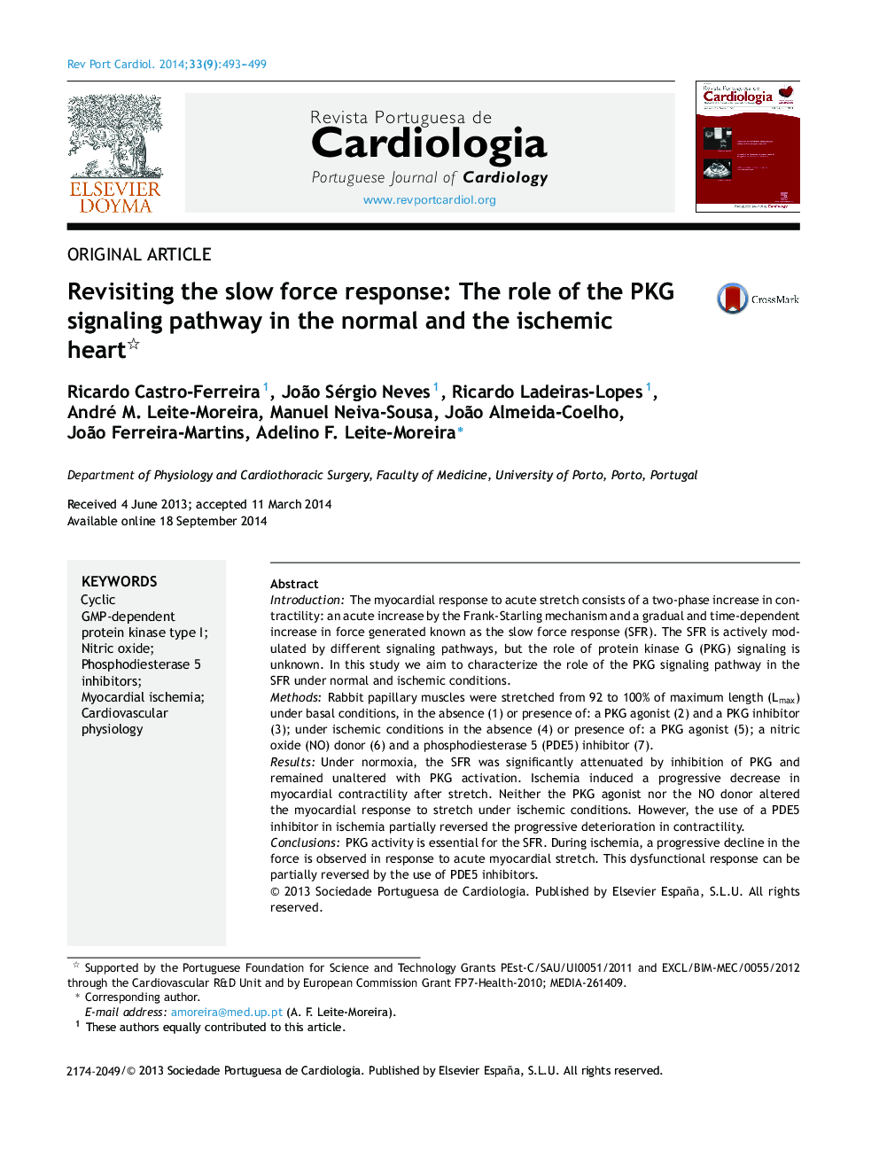 Revisiting the slow force response: The role of the PKG signaling pathway in the normal and the ischemic heart