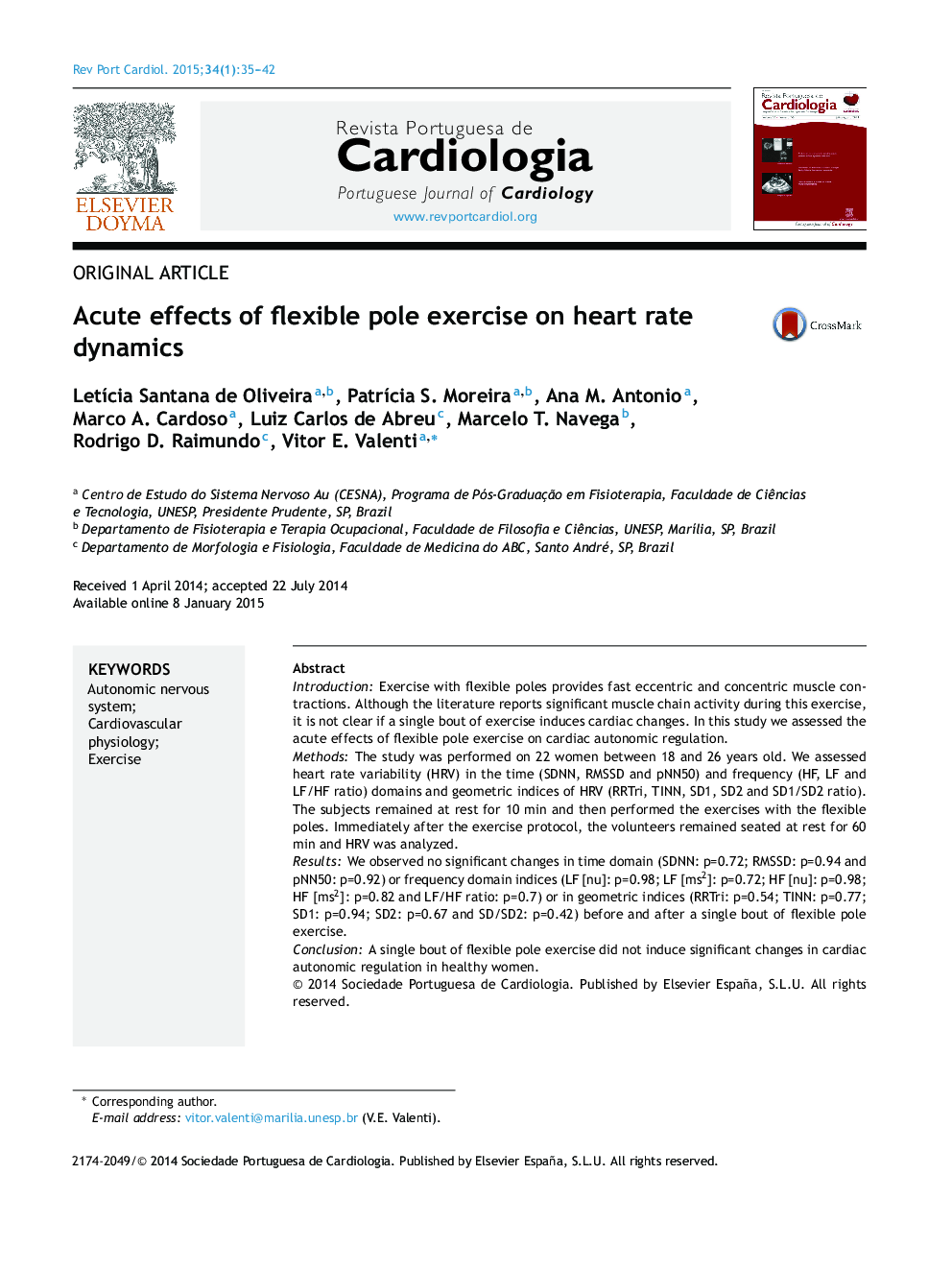 Acute effects of flexible pole exercise on heart rate dynamics