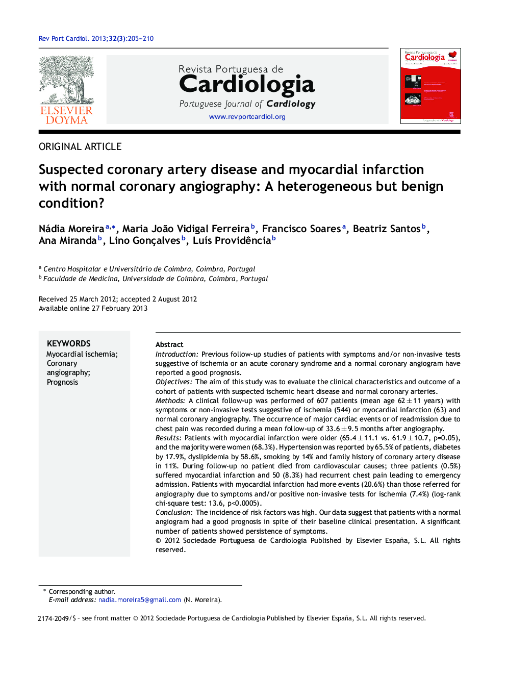 Suspected coronary artery disease and myocardial infarction with normal coronary angiography: A heterogeneous but benign condition?