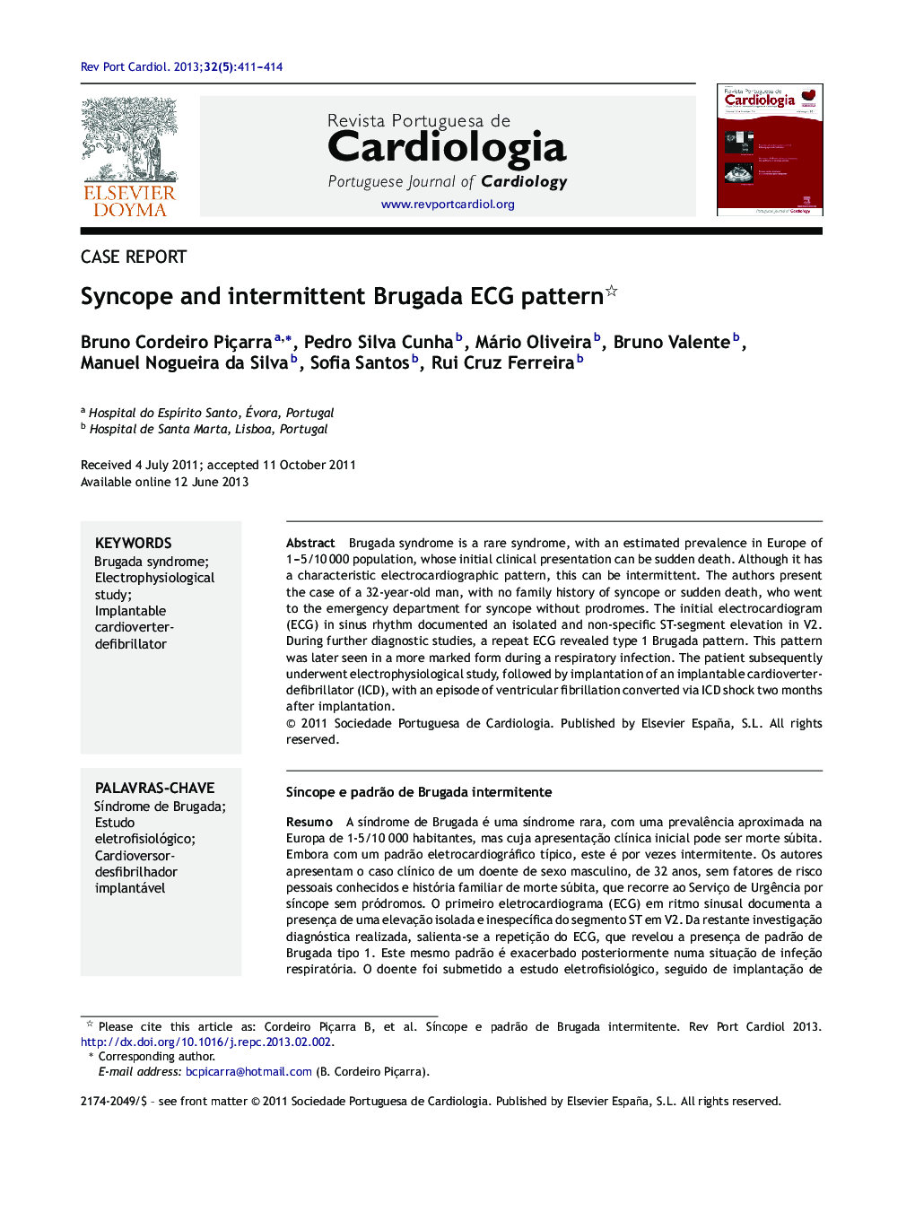 Syncope and intermittent Brugada ECG pattern 