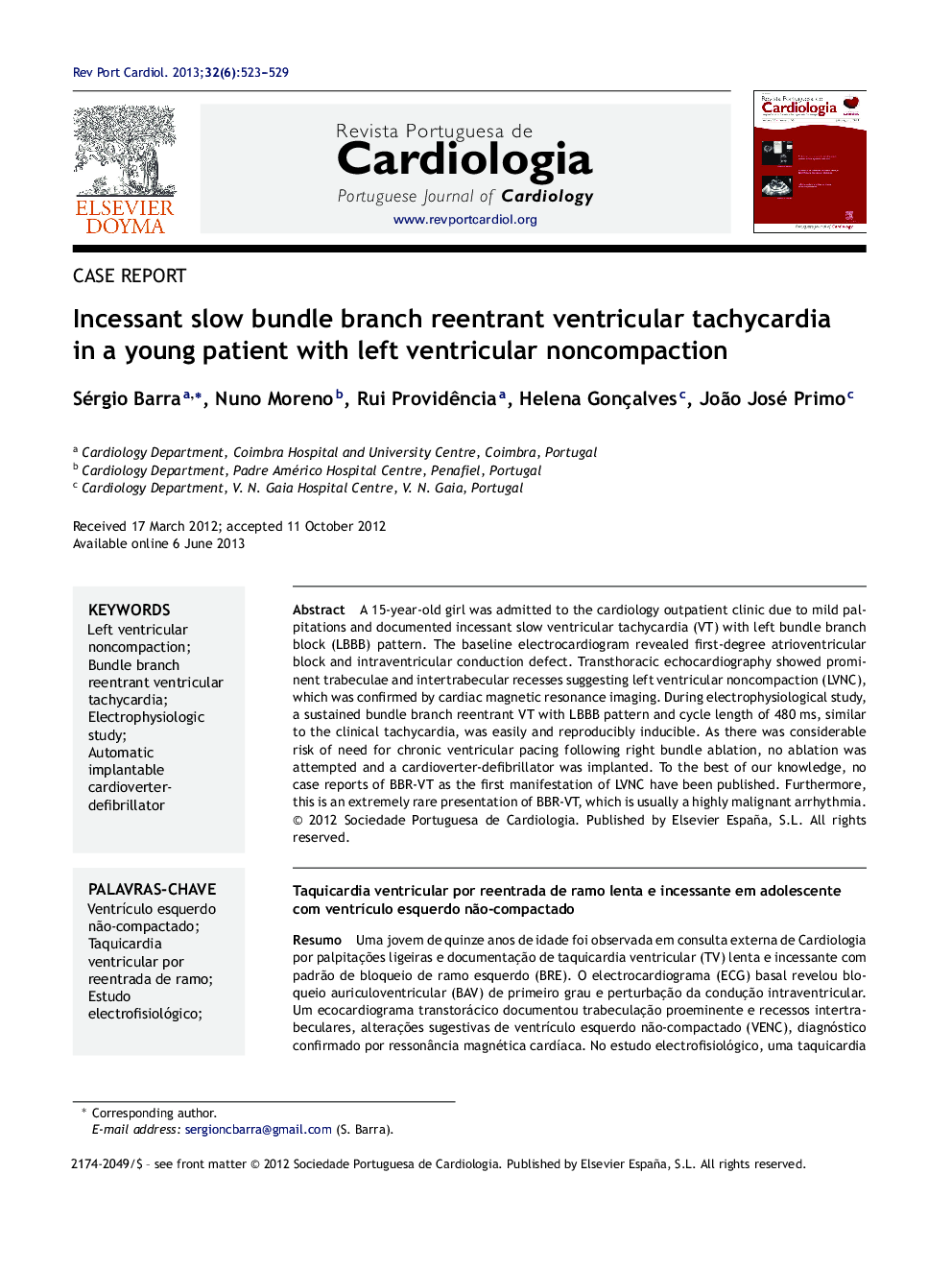 Incessant slow bundle branch reentrant ventricular tachycardia in a young patient with left ventricular noncompaction