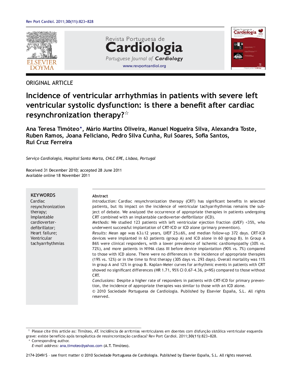 Incidence of ventricular arrhythmias in patients with severe left ventricular systolic dysfunction: is there a benefit after cardiac resynchronization therapy?