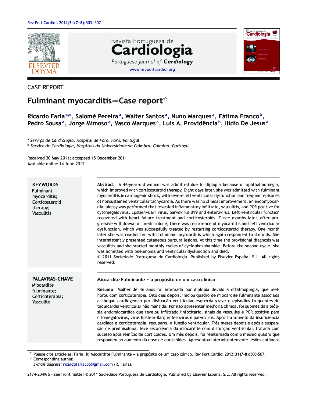 Fulminant myocarditis—Case report 