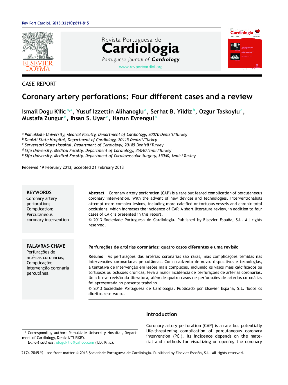 Coronary artery perforations: Four different cases and a review