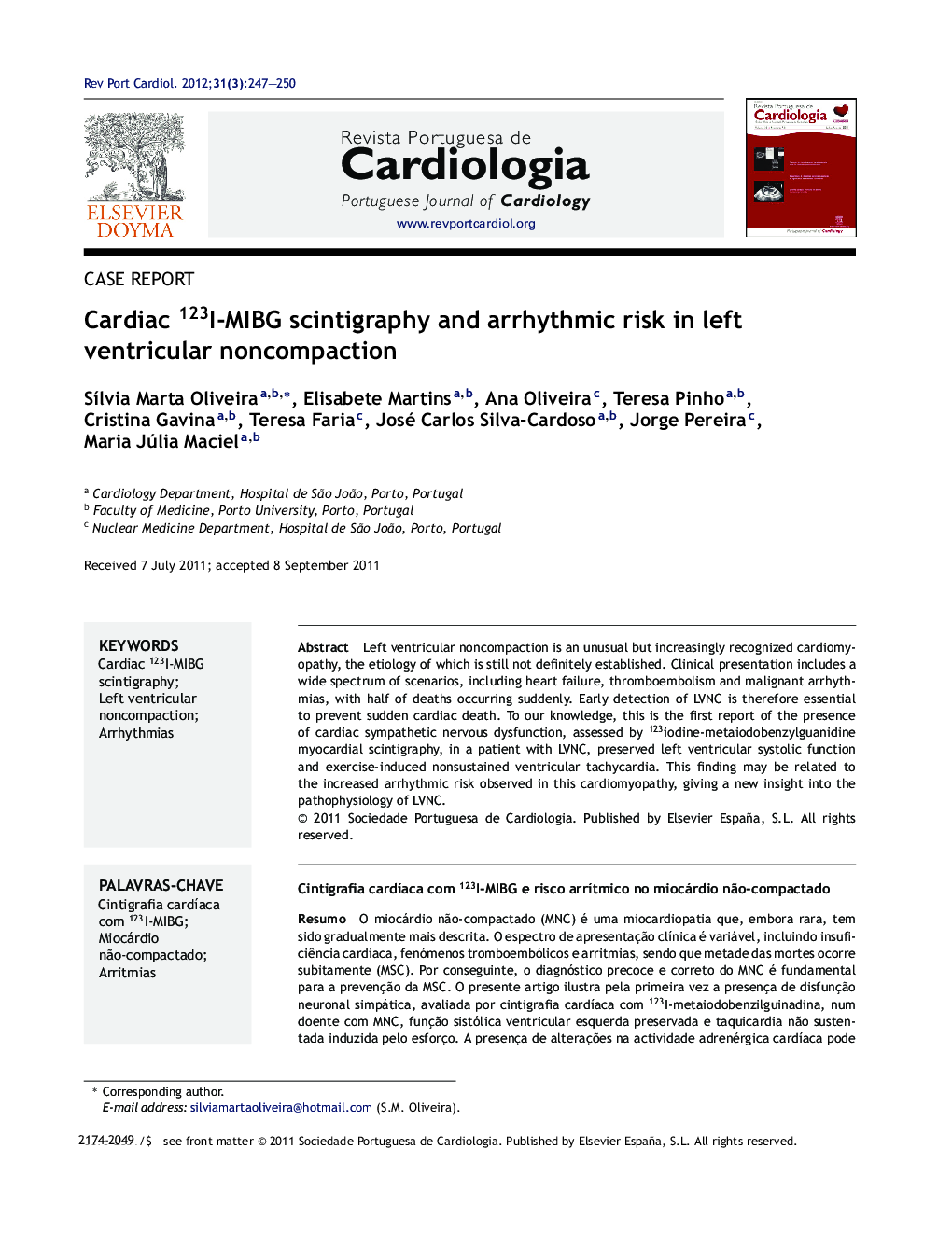 Cardiac 123I-MIBG scintigraphy and arrhythmic risk in left ventricular noncompaction