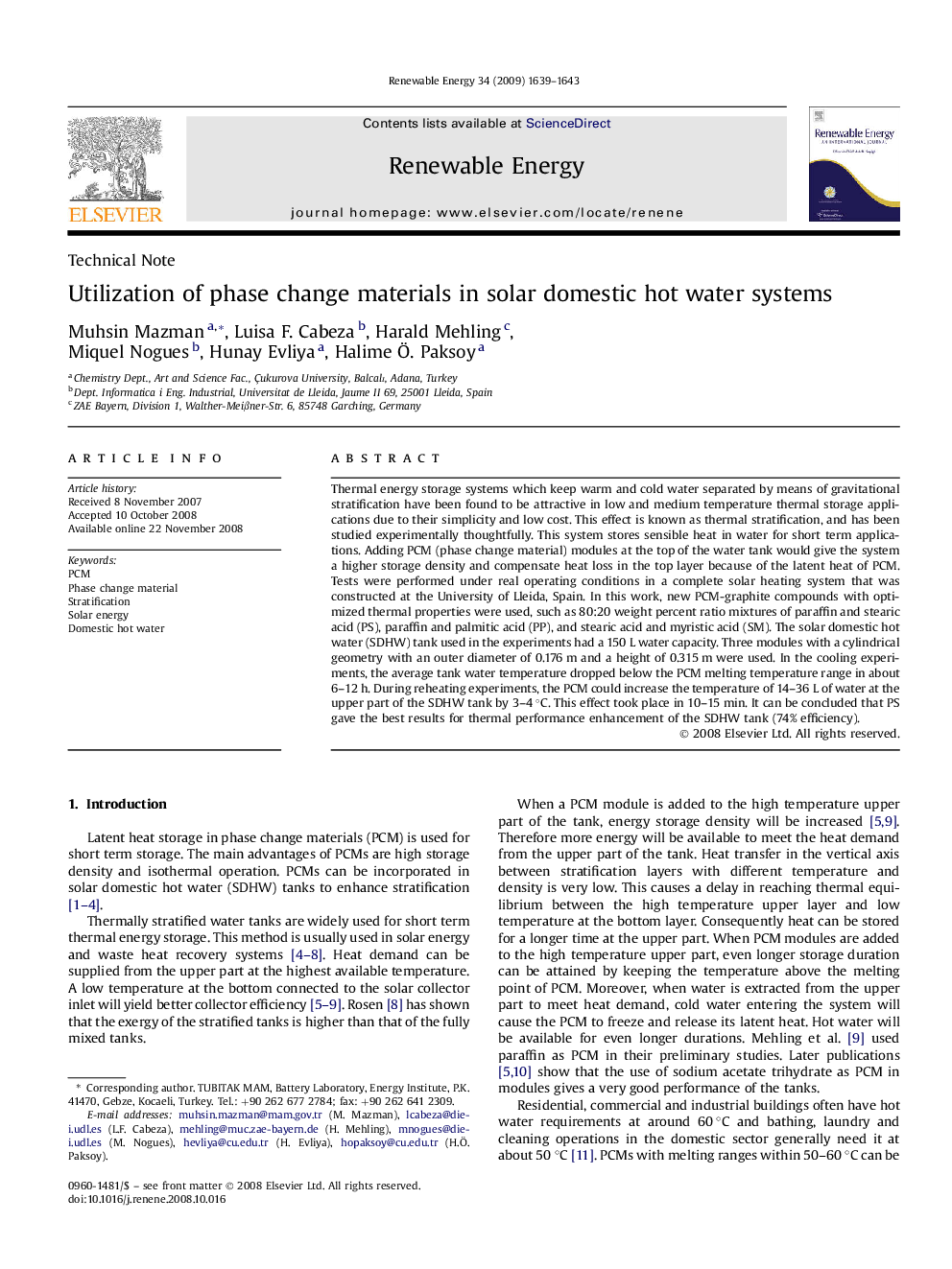 Utilization of phase change materials in solar domestic hot water systems