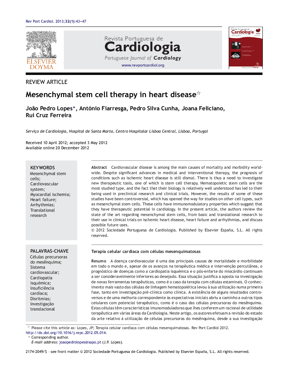 Mesenchymal stem cell therapy in heart disease 