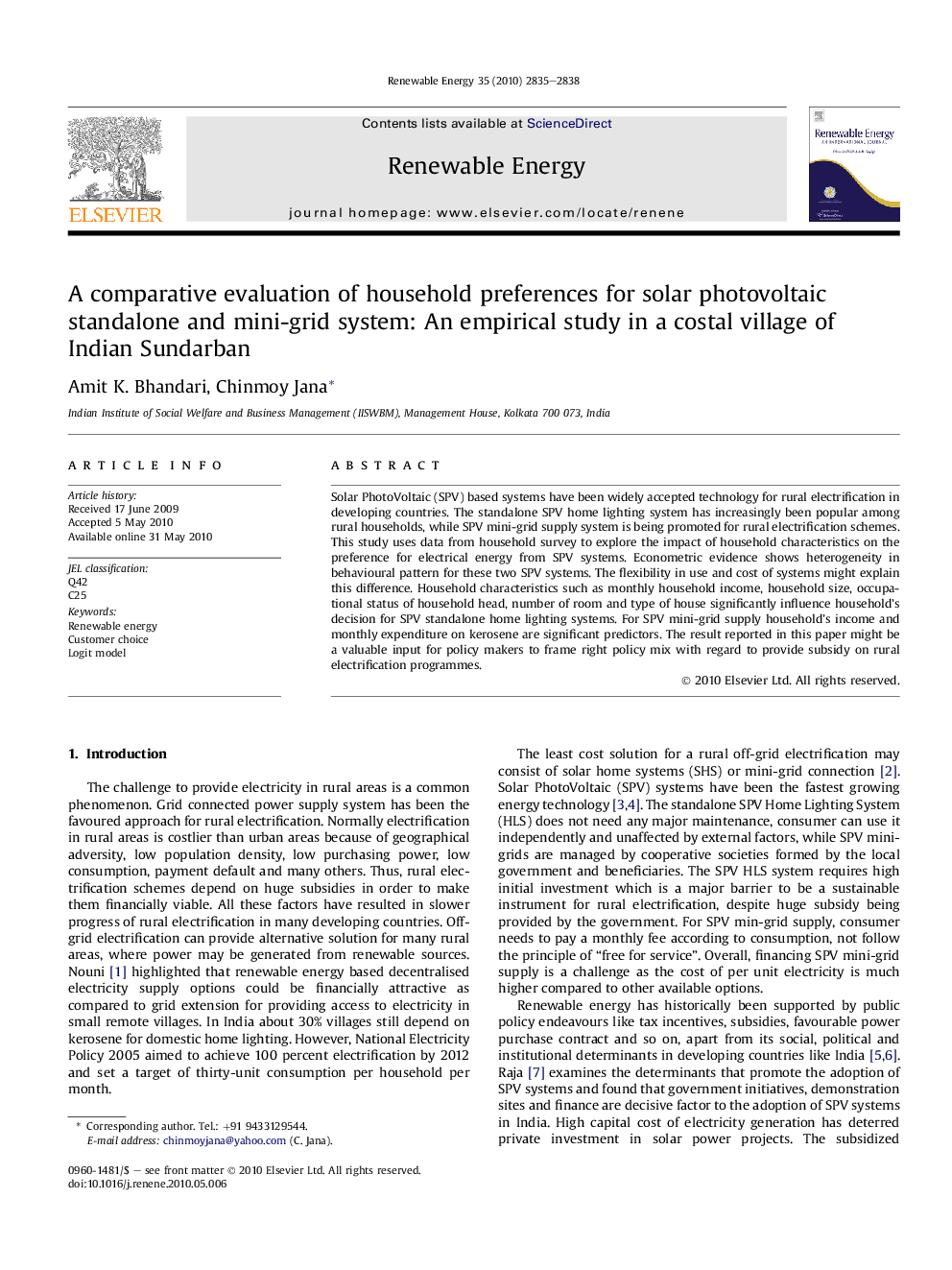 A comparative evaluation of household preferences for solar photovoltaic standalone and mini-grid system: An empirical study in a costal village of Indian Sundarban