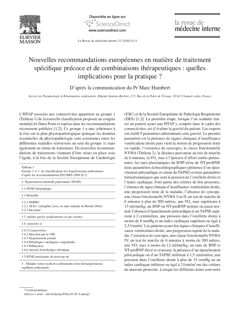 عکس صفحه اول مقاله: Nouvelles recommandations européennes en matière de traitement spécifique précoce et de combinaisons thérapeutiques : quelles implications pour la pratique ? Nouvelles recommandations européennes en matière de traitement spécifique précoce et de combinaisons thérapeutiques : quelles implications pour la pratique ?