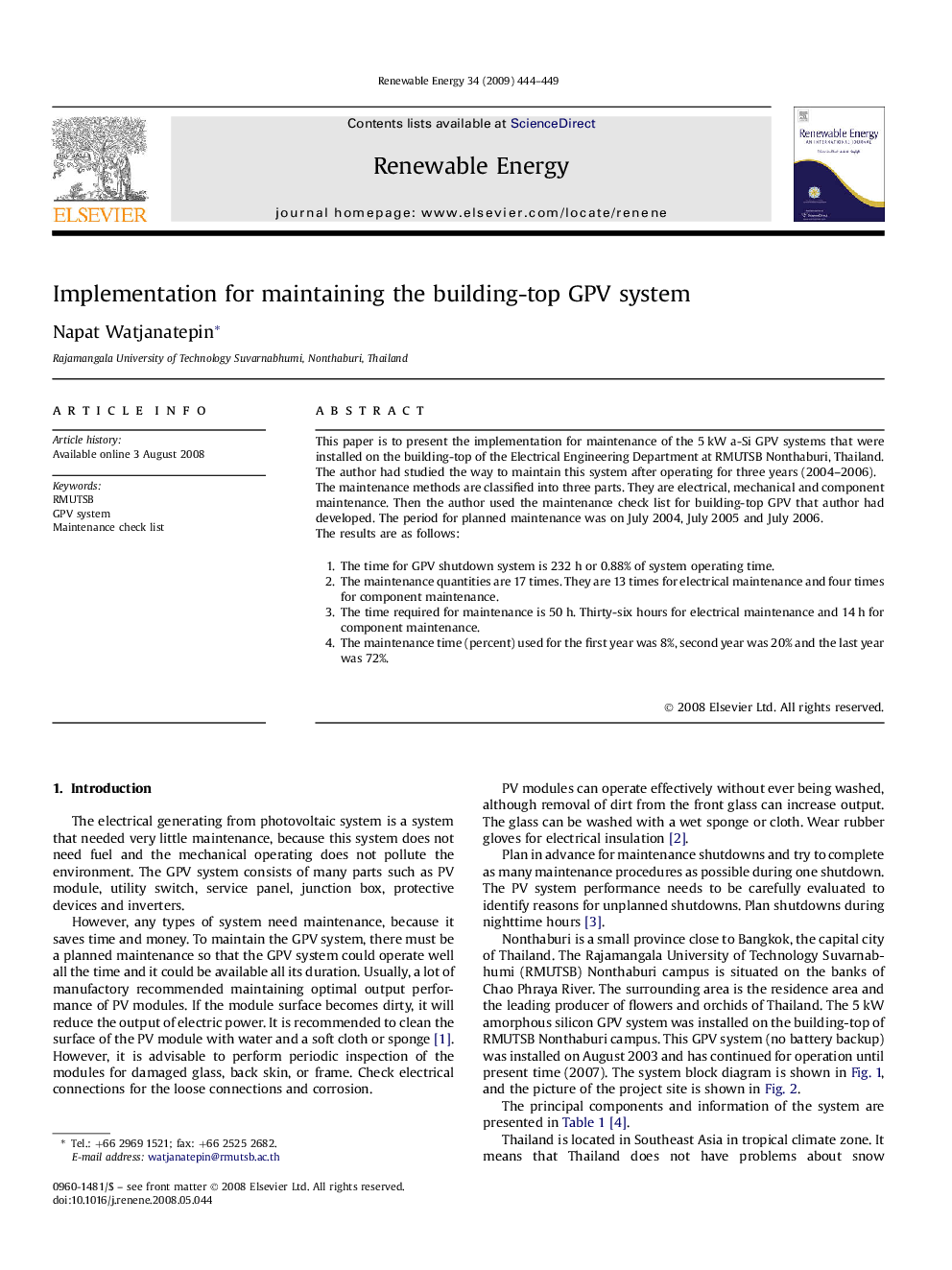 Implementation for maintaining the building-top GPV system
