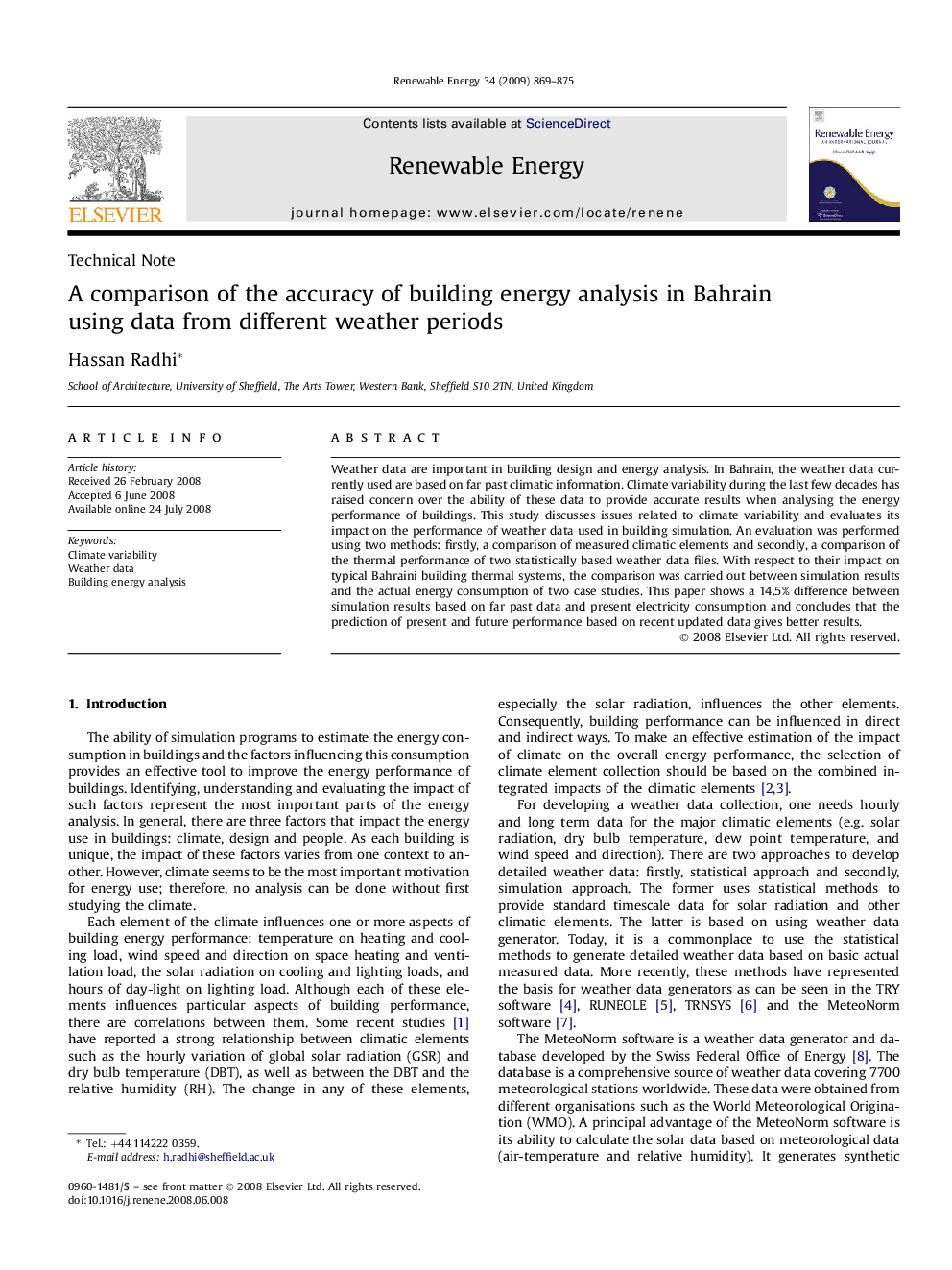 A comparison of the accuracy of building energy analysis in Bahrain using data from different weather periods