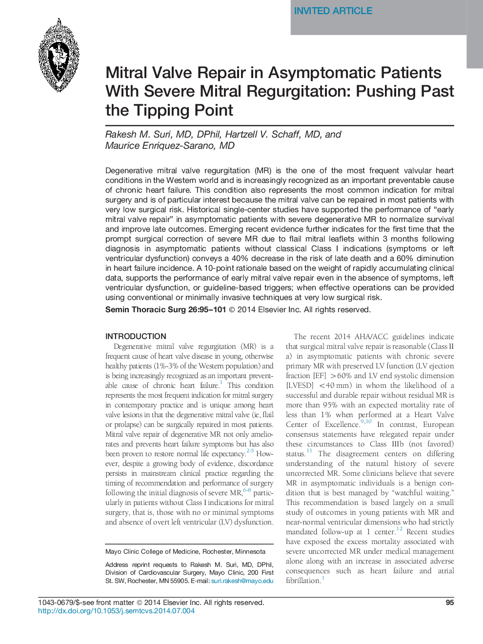 Mitral Valve Repair in Asymptomatic Patients With Severe Mitral Regurgitation: Pushing Past the Tipping Point