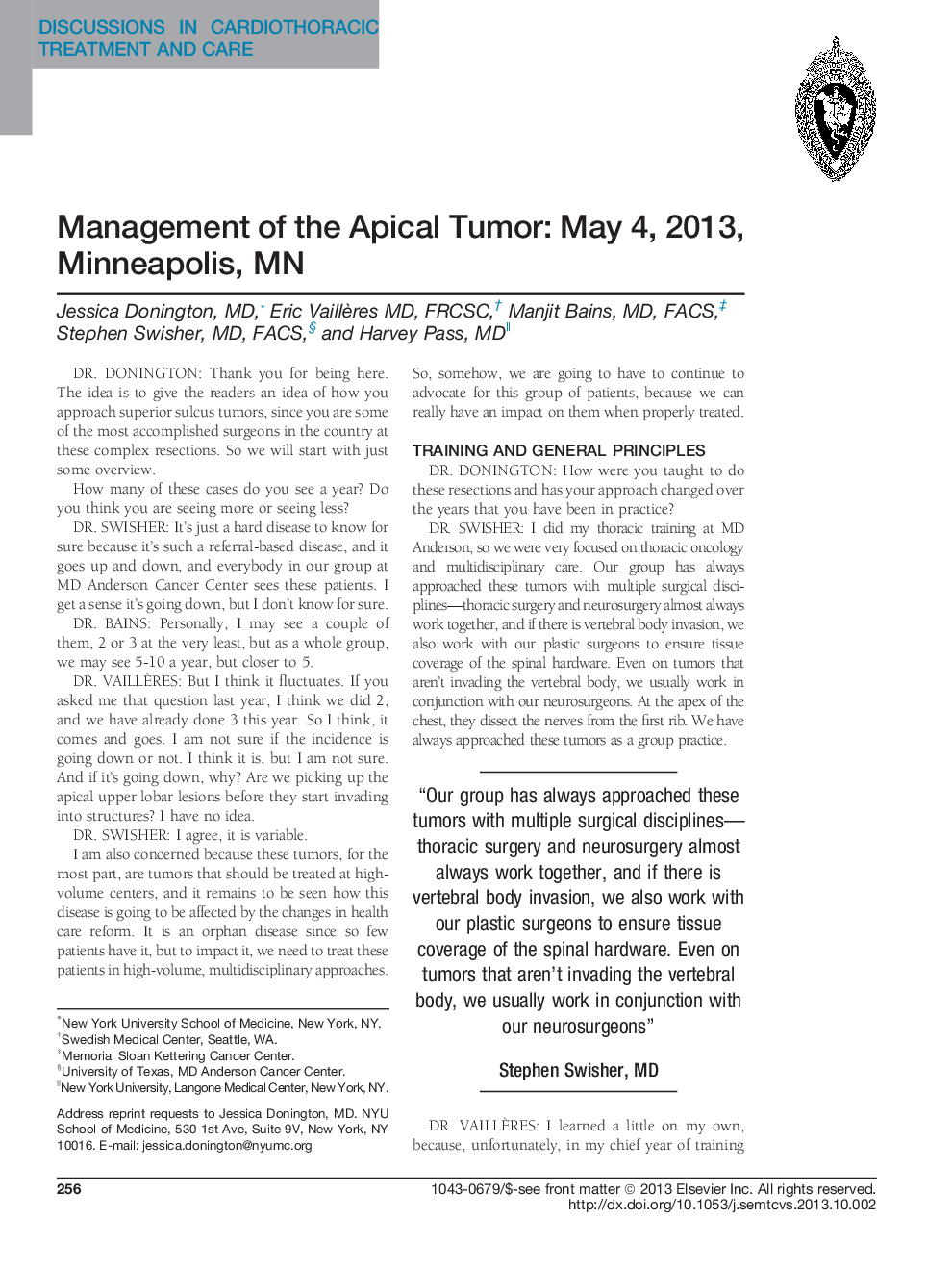 عکس صفحه اول مقاله: Management of the Apical Tumor: May 4, 2013, Minneapolis, MN Management of the Apical Tumor: May 4, 2013, Minneapolis, MN