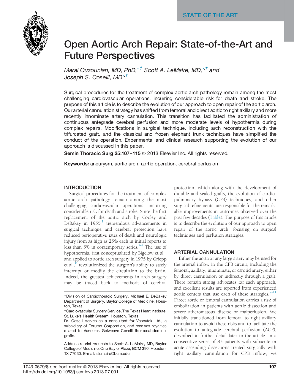 Open Aortic Arch Repair: State-of-the-Art and Future Perspectives 