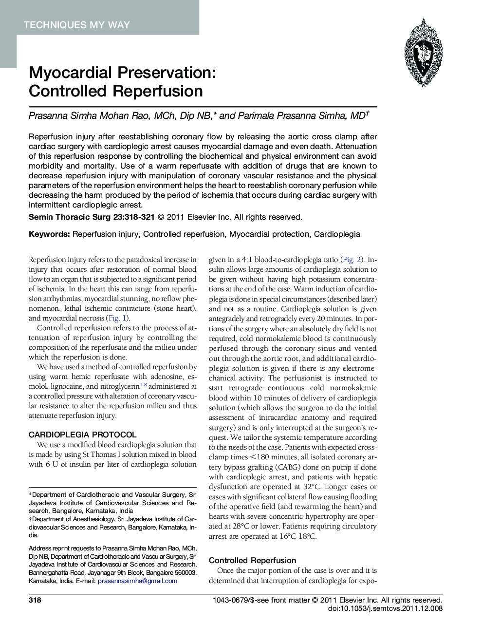 Myocardial Preservation: Controlled Reperfusion