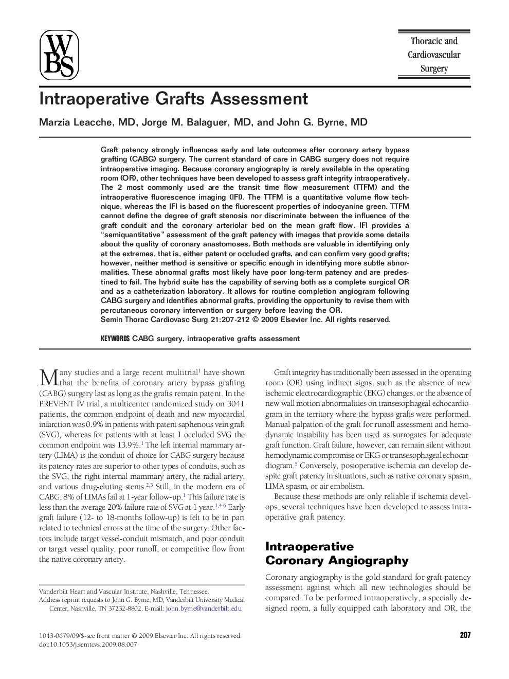 Intraoperative Grafts Assessment