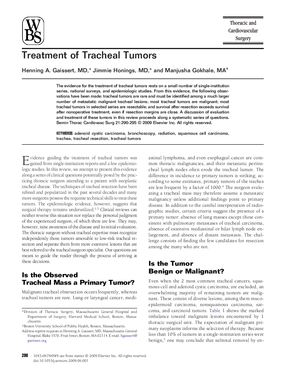 Treatment of Tracheal Tumors