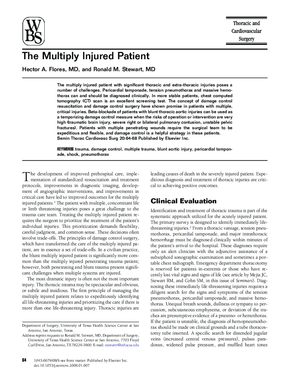 The Multiply Injured Patient