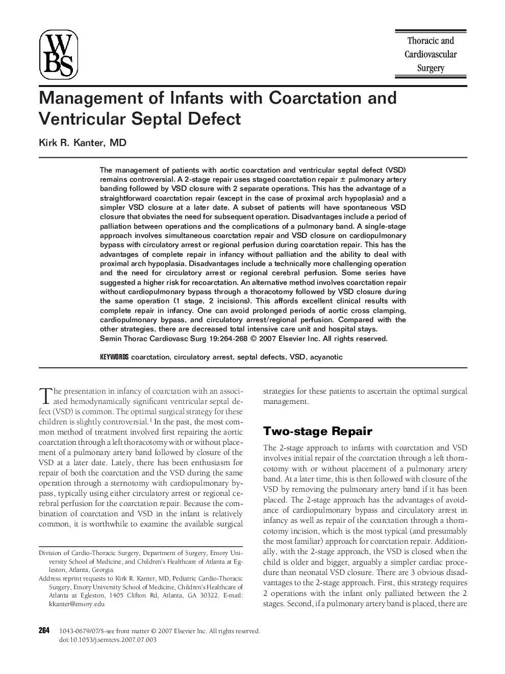 Management of Infants with Coarctation and Ventricular Septal Defect