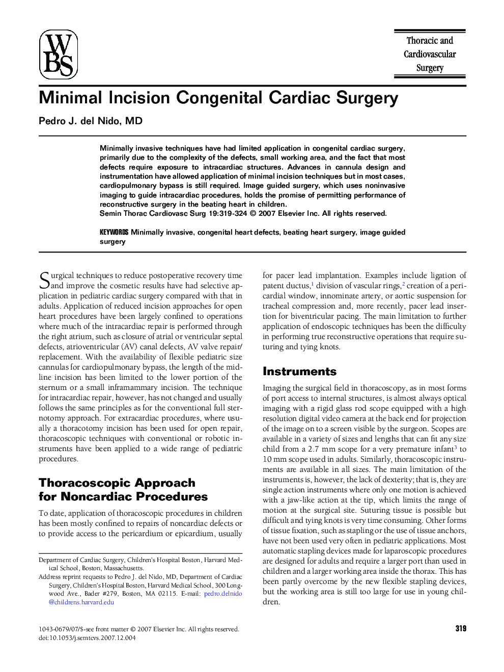 Minimal Incision Congenital Cardiac Surgery