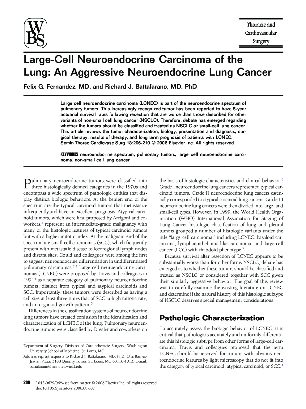 Large-Cell Neuroendocrine Carcinoma of the Lung: An Aggressive Neuroendocrine Lung Cancer