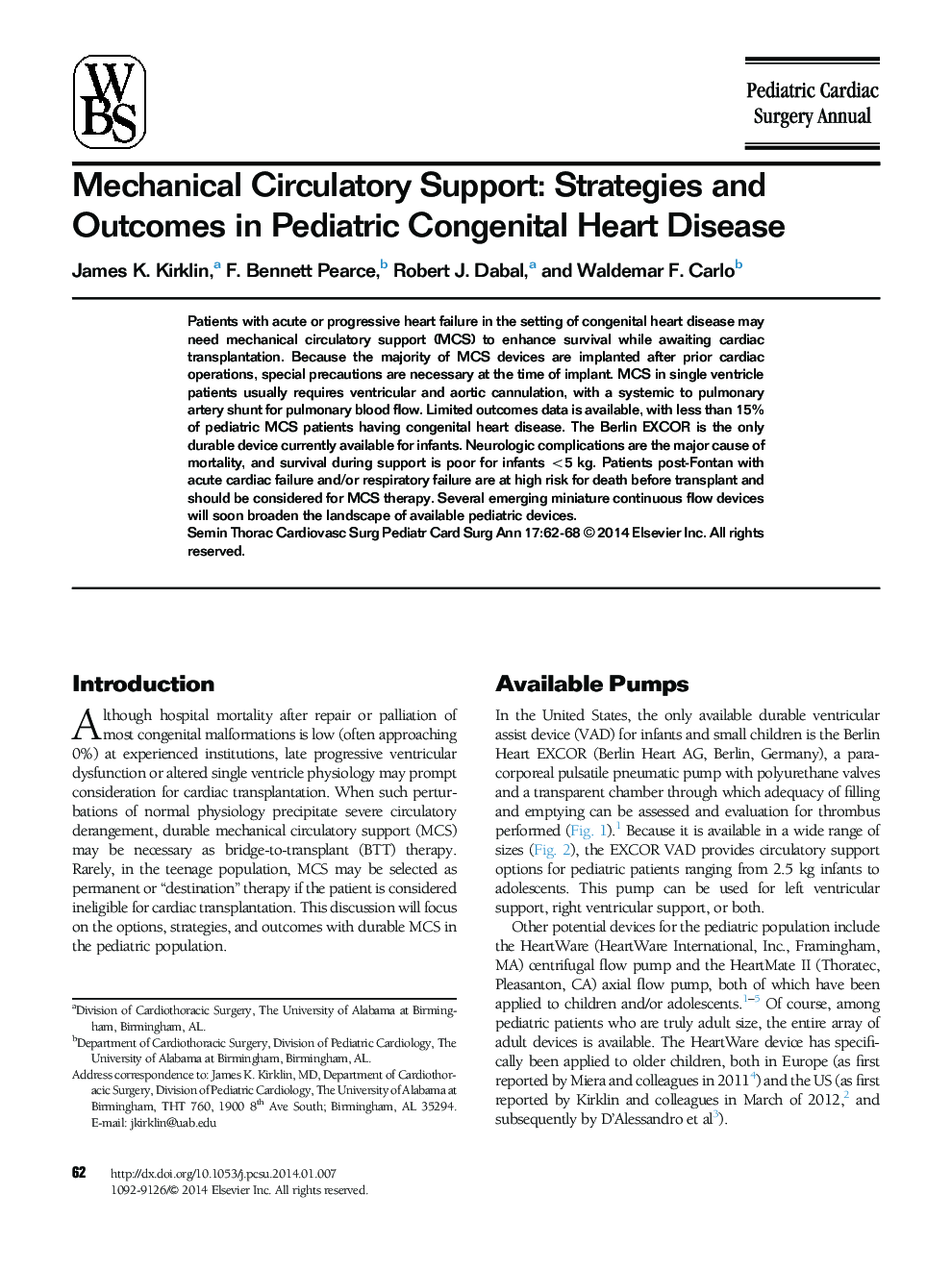 Mechanical Circulatory Support: Strategies and Outcomes in Pediatric Congenital Heart Disease