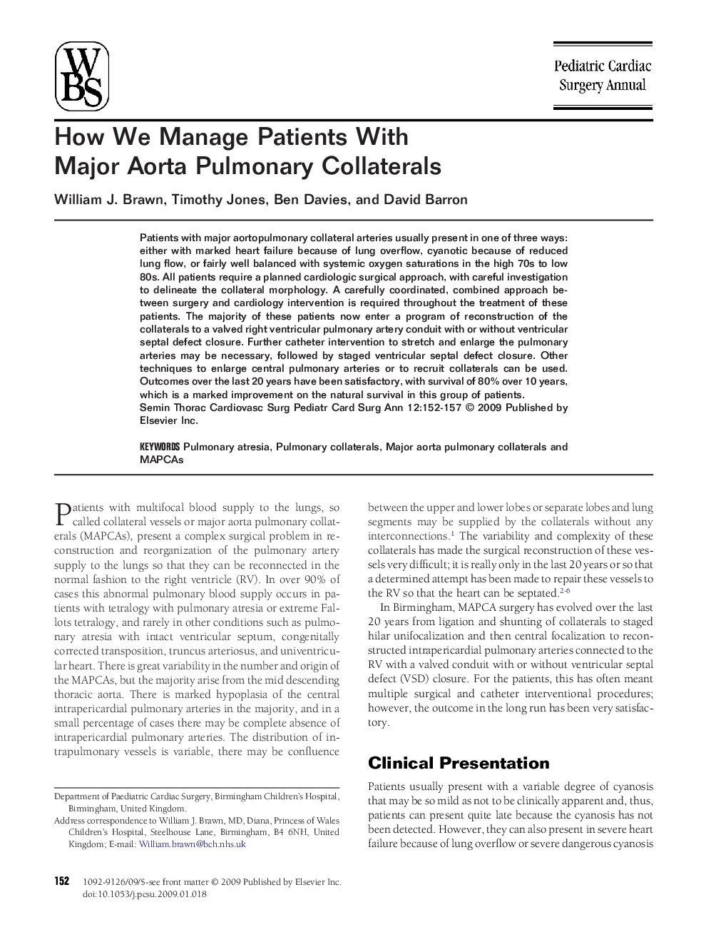 How We Manage Patients With Major Aorta Pulmonary Collaterals