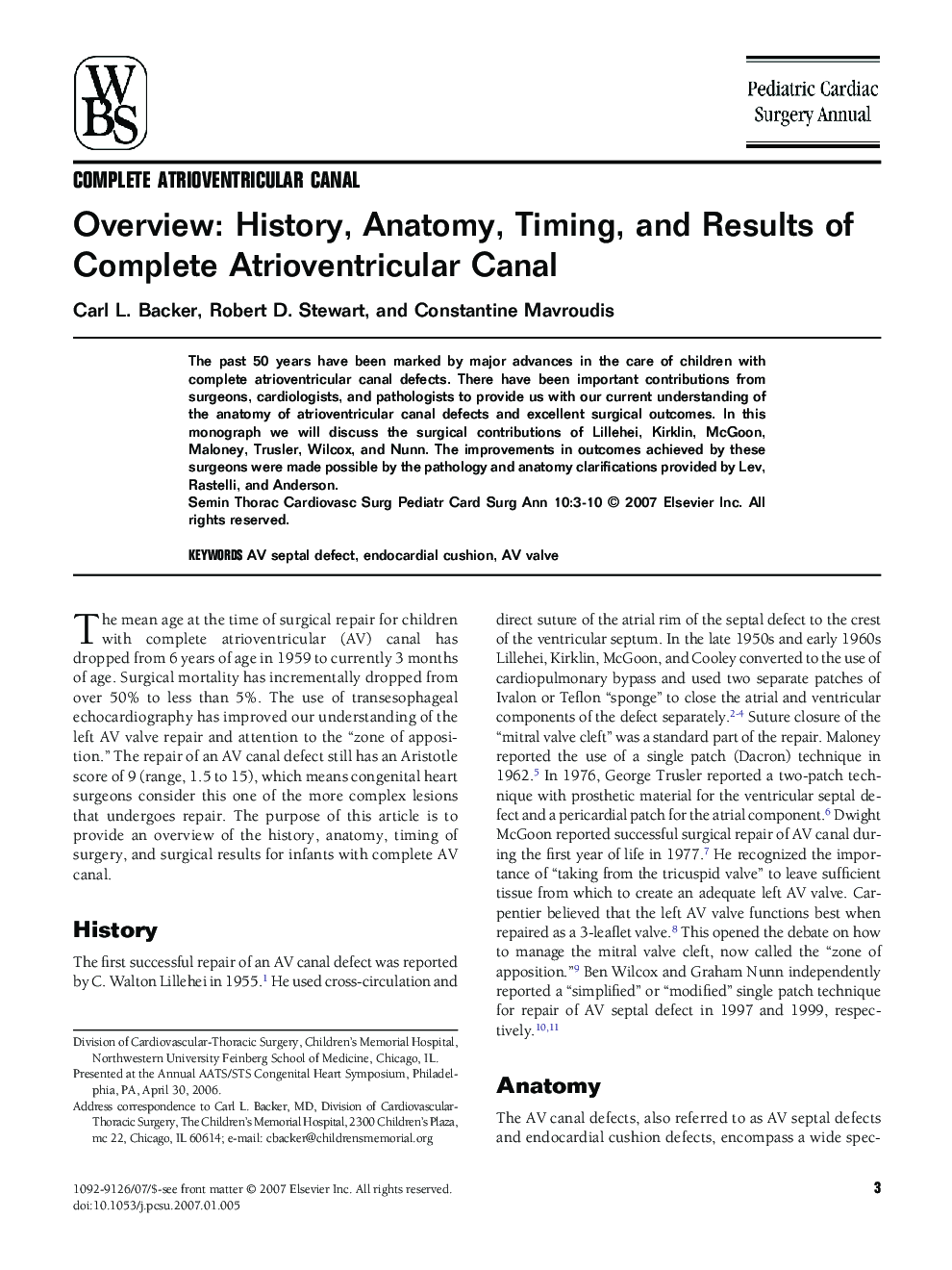 عکس صفحه اول مقاله: Overview: History, Anatomy, Timing, and Results of Complete Atrioventricular Canal Overview: History, Anatomy, Timing, and Results of Complete Atrioventricular Canal