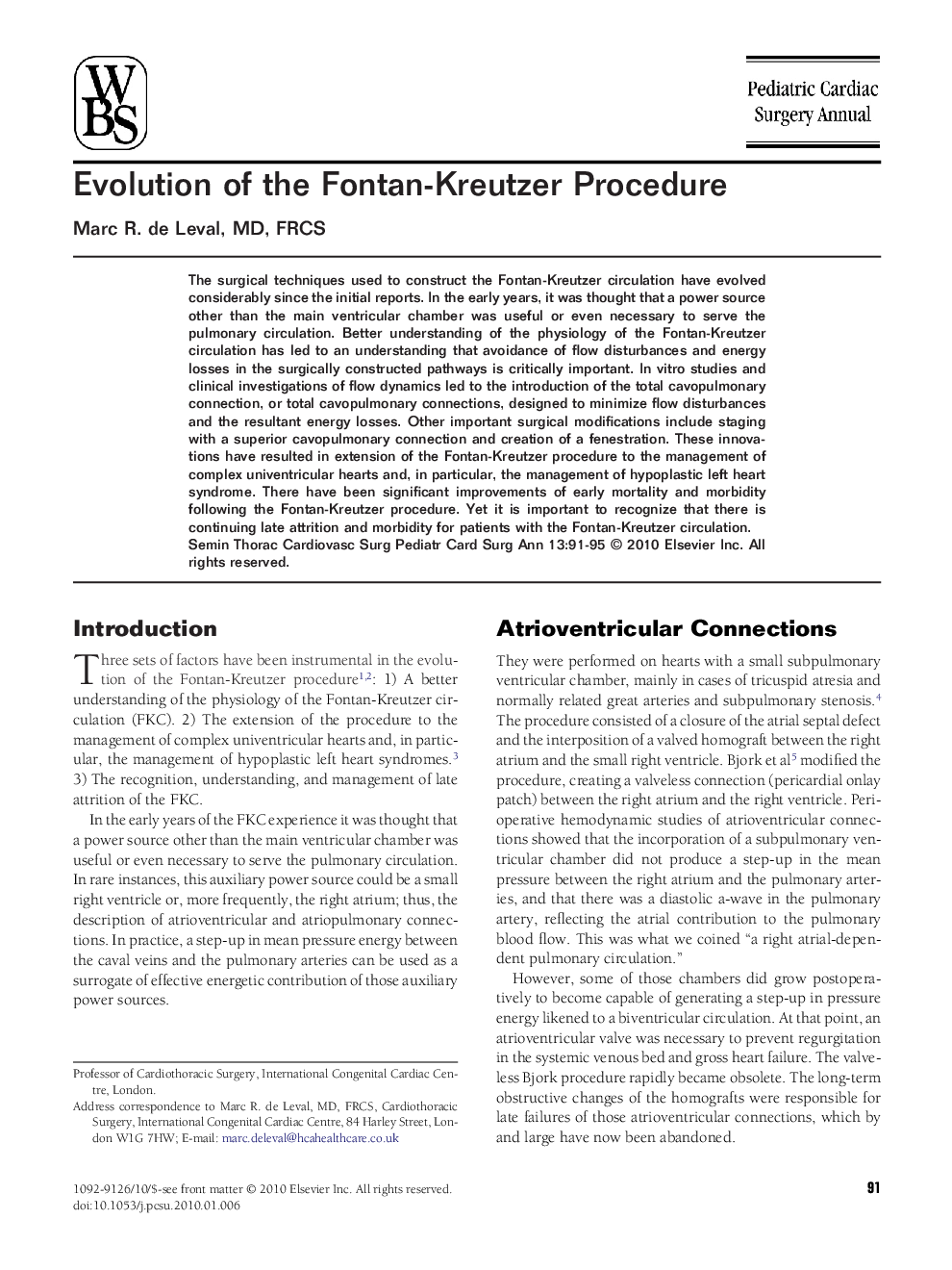 Evolution of the Fontan-Kreutzer Procedure