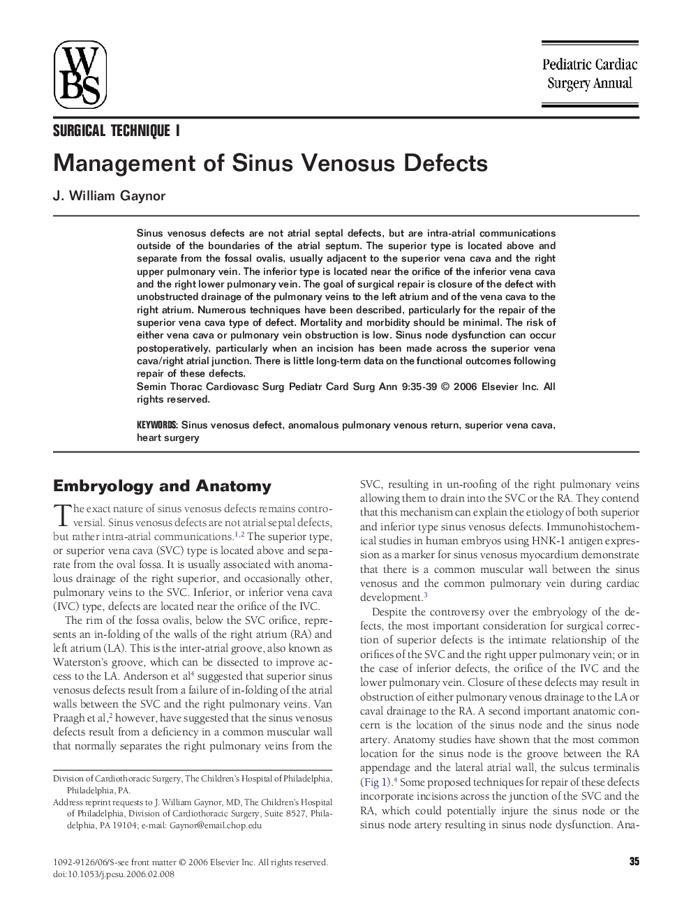 Management of Sinus Venosus Defects