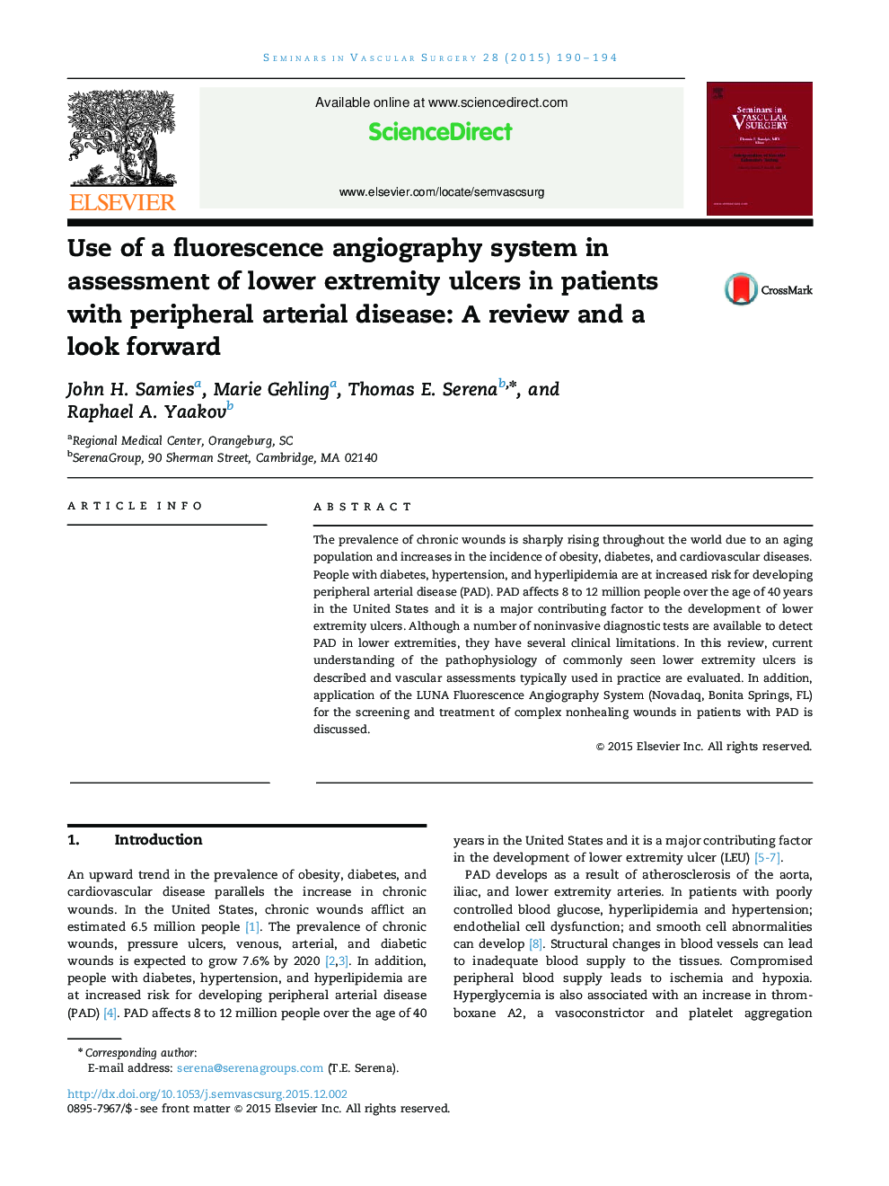 Use of a fluorescence angiography system in assessment of lower extremity ulcers in patients with peripheral arterial disease: A review and a look forward