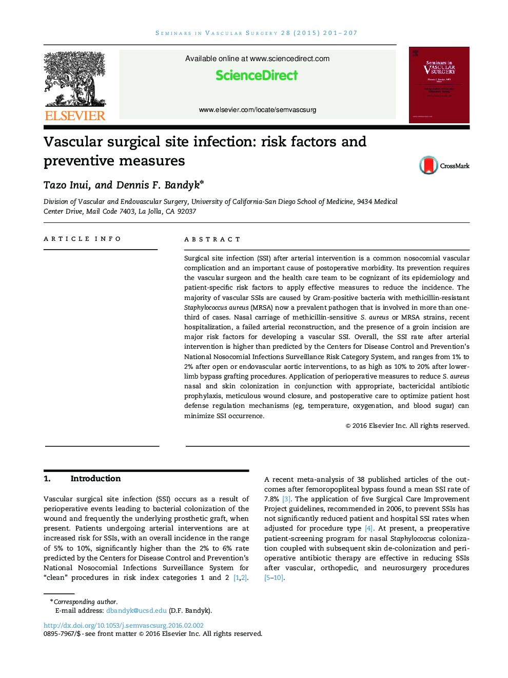 Vascular surgical site infection: risk factors and preventive measures