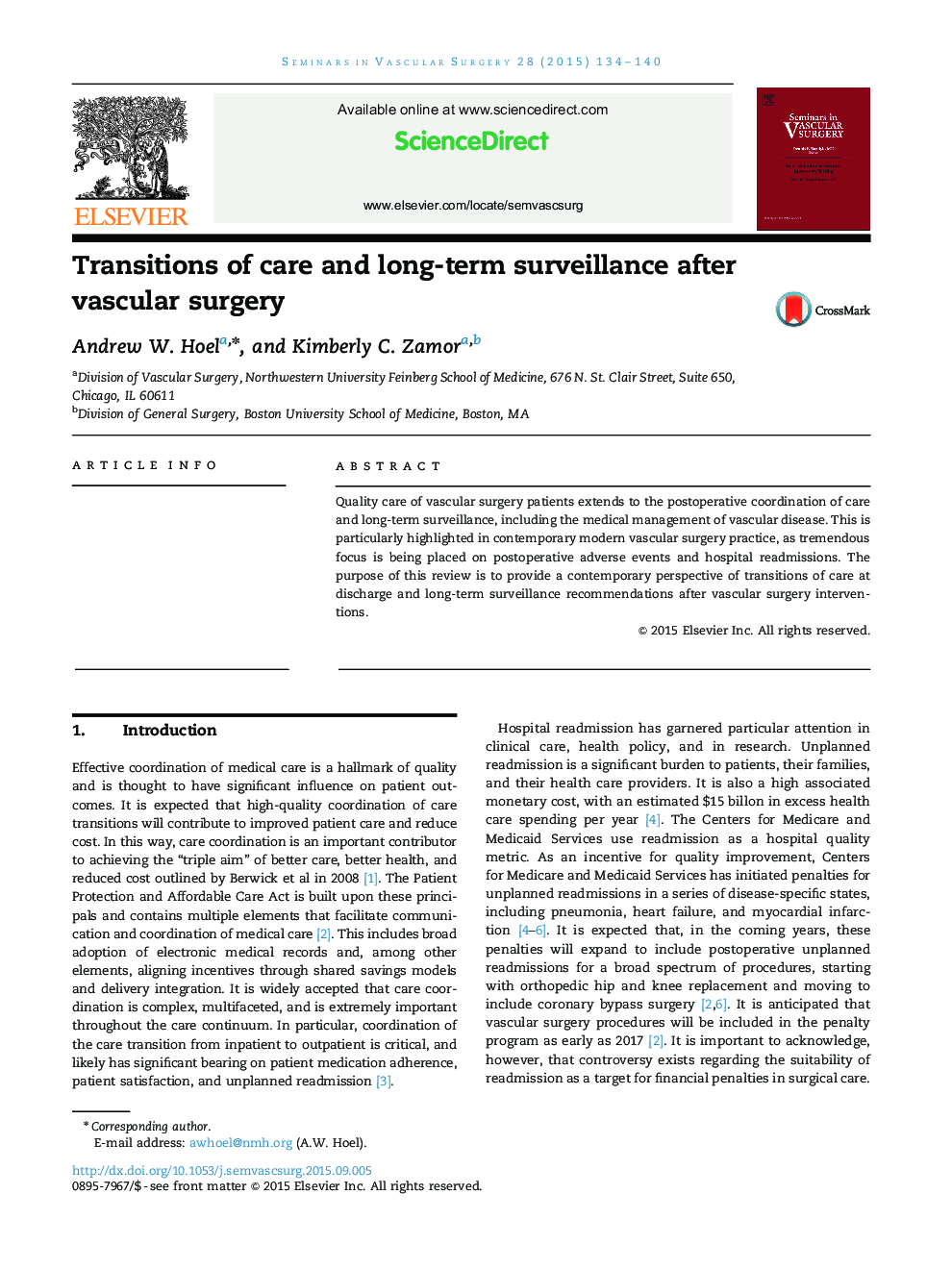 Transitions of care and long-term surveillance after vascular surgery