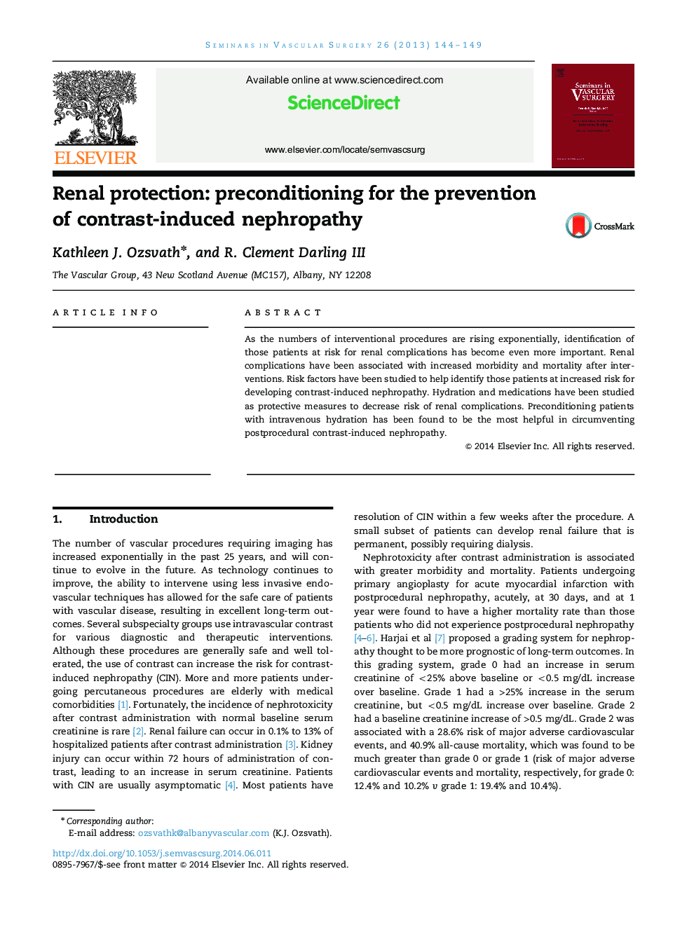 Renal protection: preconditioning for the prevention of contrast-induced nephropathy