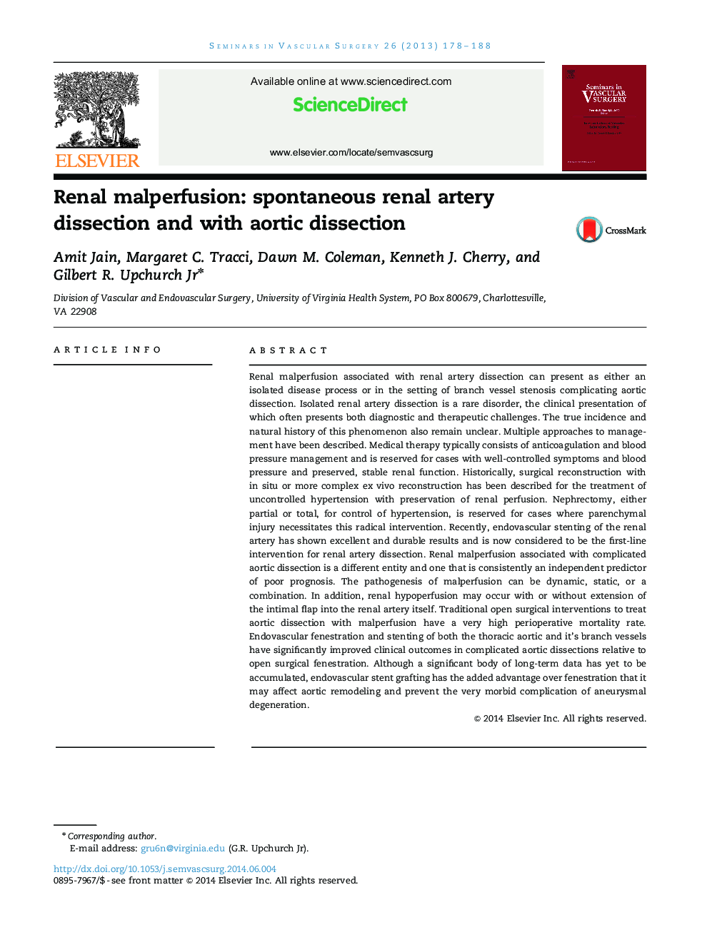 عکس صفحه اول مقاله: Renal malperfusion: spontaneous renal artery dissection and with aortic dissection Renal malperfusion: spontaneous renal artery dissection and with aortic dissection