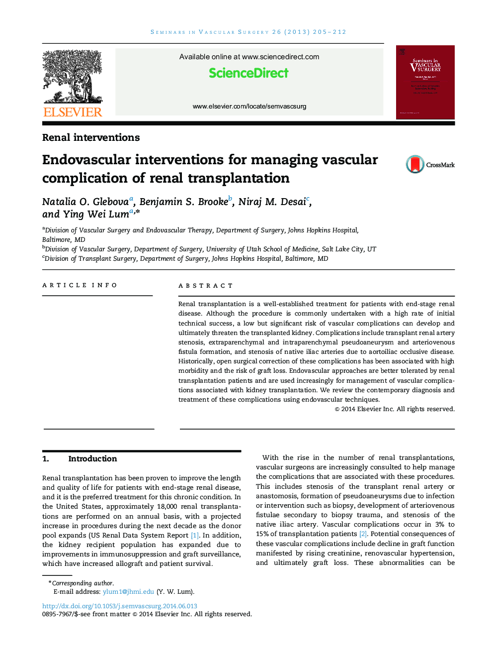 Endovascular interventions for managing vascular complication of renal transplantation