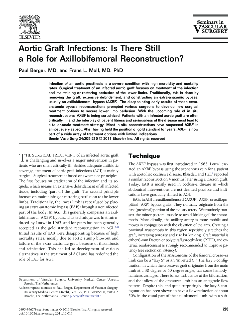 Aortic Graft Infections: Is There Still a Role for Axillobifemoral Reconstruction?