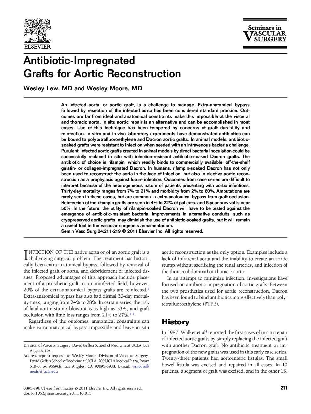 Antibiotic-Impregnated Grafts for Aortic Reconstruction