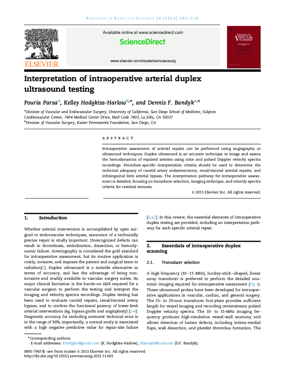 Interpretation of intraoperative arterial duplex ultrasound testing