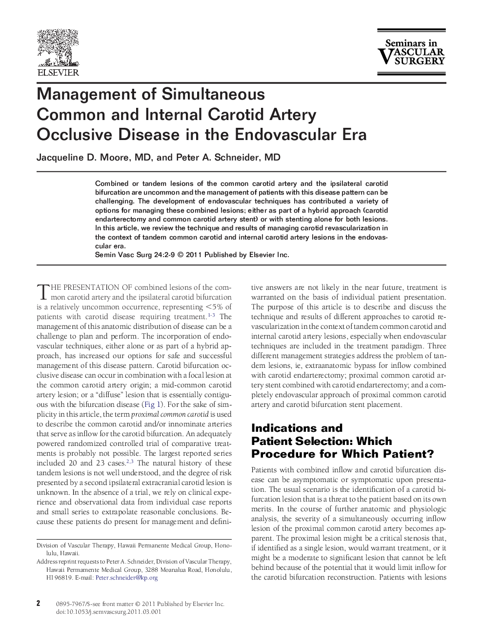 Management of Simultaneous Common and Internal Carotid Artery Occlusive Disease in the Endovascular Era